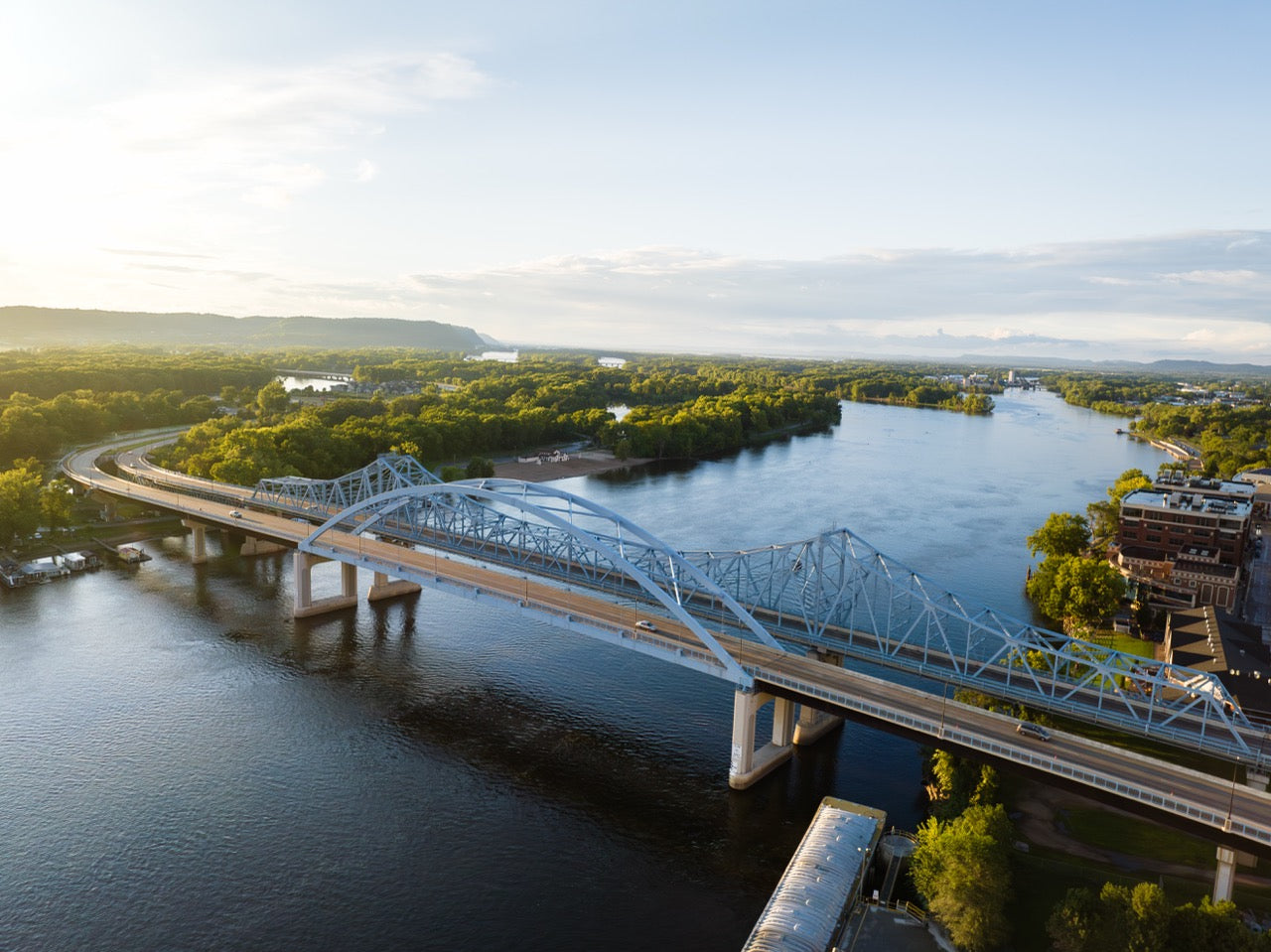 40 x 60 Framed Canvas BLK - Mississippi River Bridge